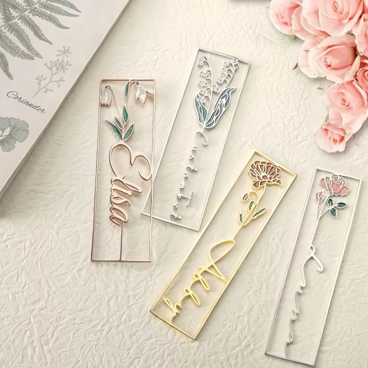 Custom Stainless Steel Birth Flower Bookmark