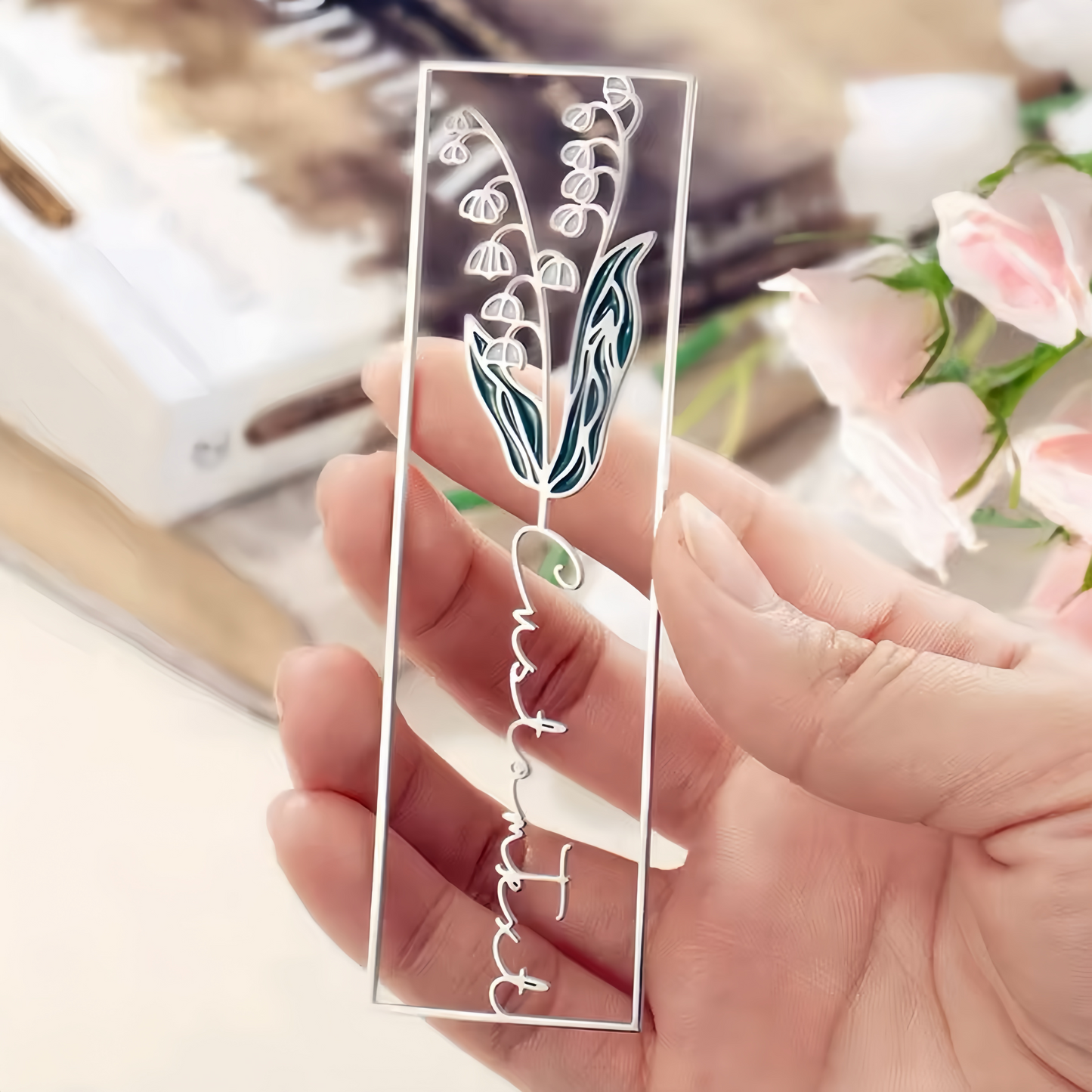 Custom Stainless Steel Birth Flower Bookmark