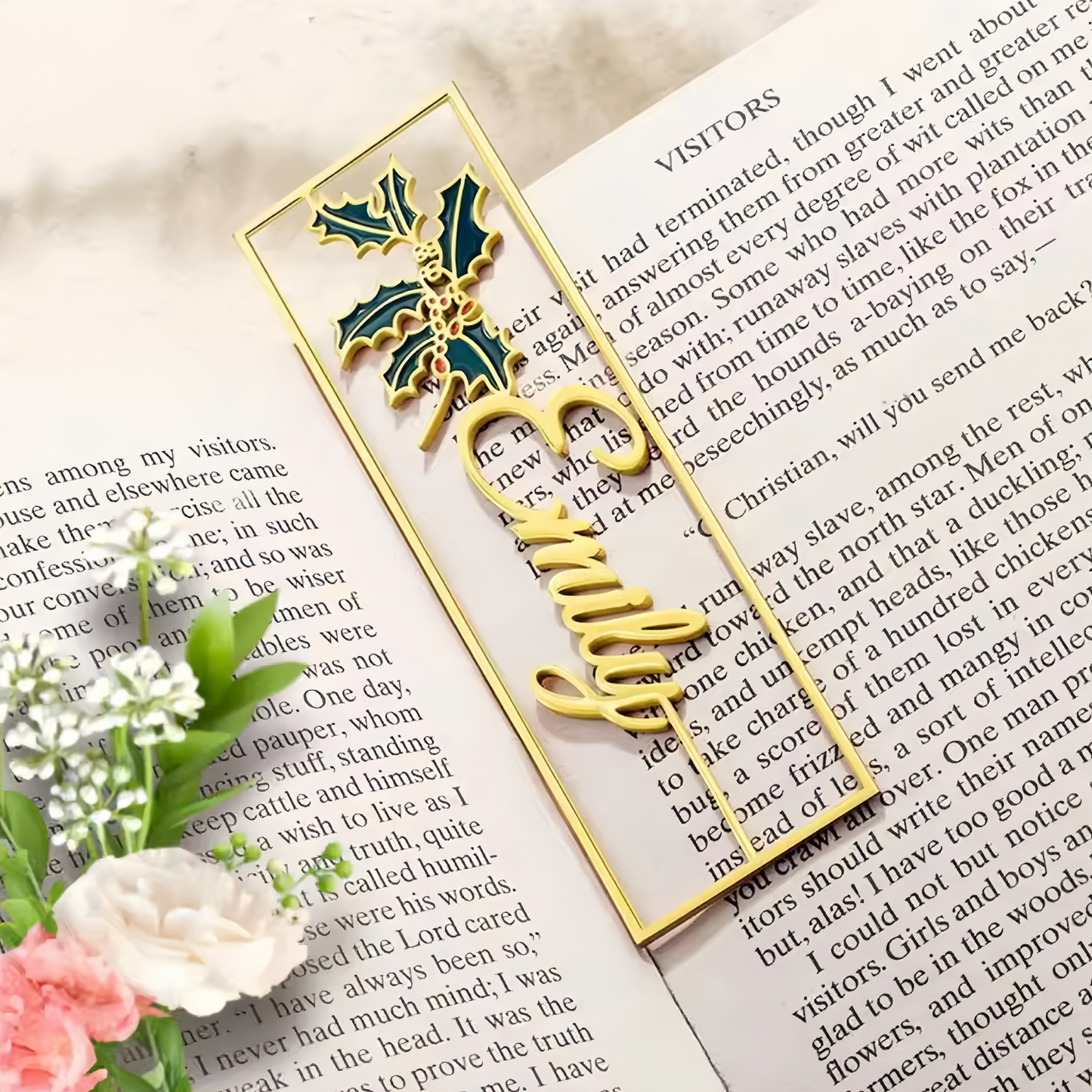 Custom Stainless Steel Birth Flower Bookmark